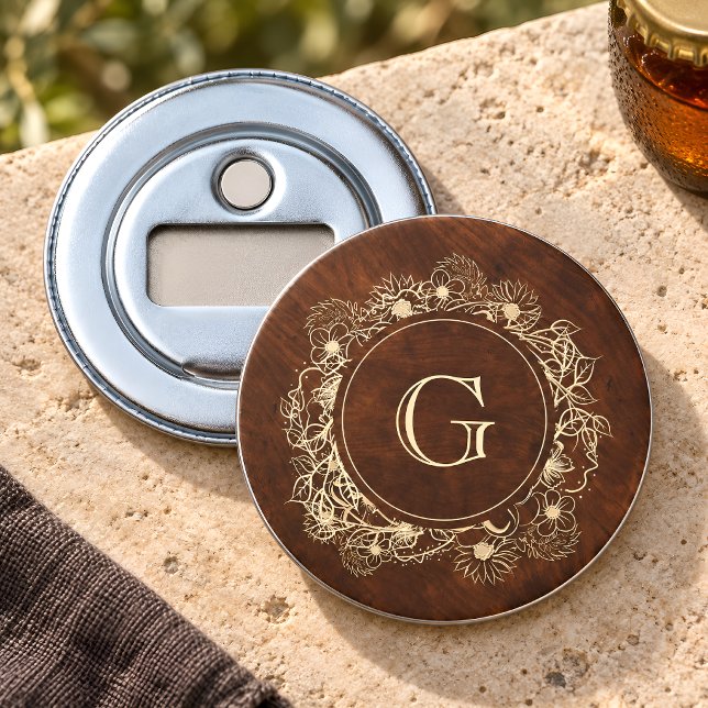 Rustic Gold Monogram Wedding Bottle Opener (Creator Uploaded)