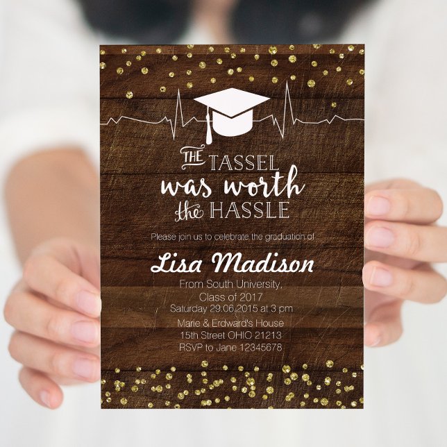 Rustic Gold Nursing Graduation Party Invitation (Creator Uploaded)