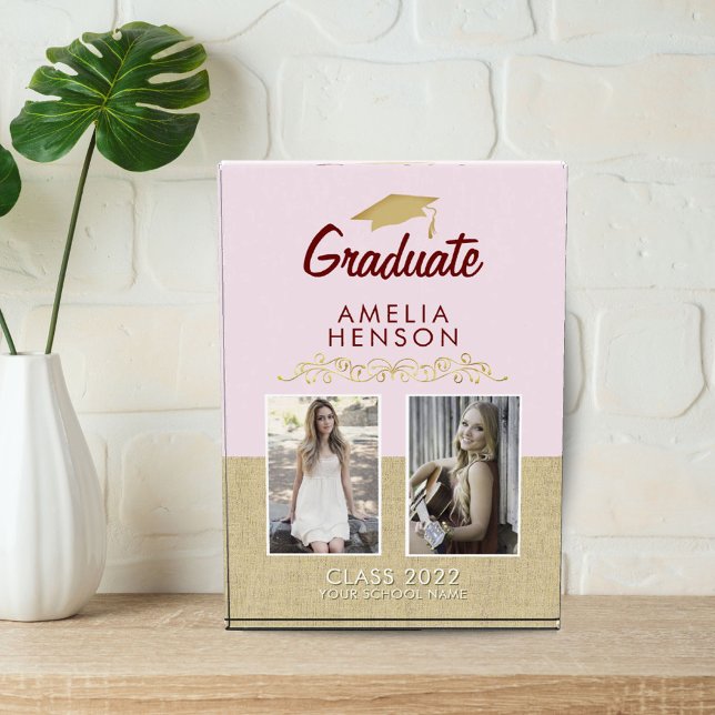 Rustic Gold Pink Graduate Graduation 2  Photo Block (Creator Uploaded)