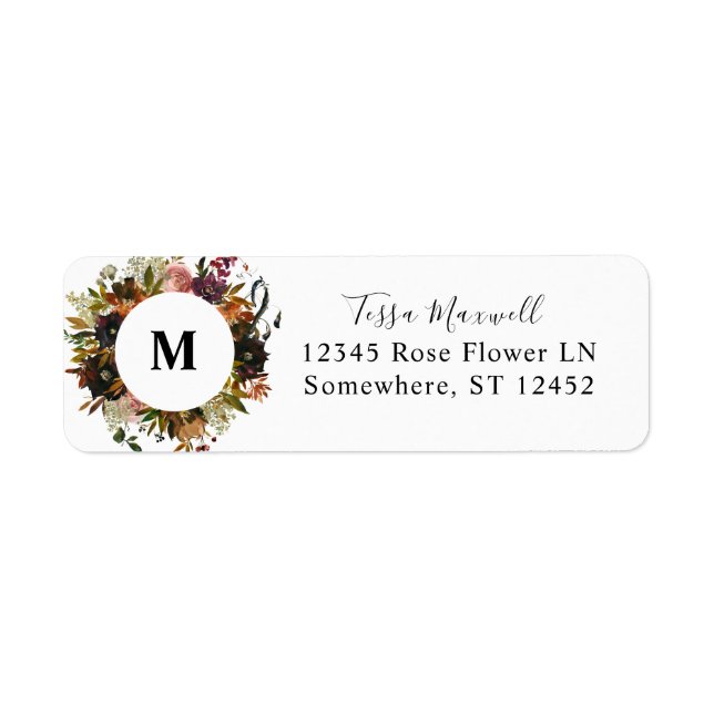 Rustic Gold, Purple, & Blush Floral Return Address (Front)