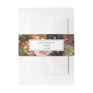 Rustic Gold, Purple & Blush Pink Floral 2 v2 Taupe Invitation Belly Band