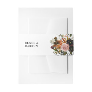 Rustic Gold, Purple, & Blush Pink Floral 4 Invitation Belly Band