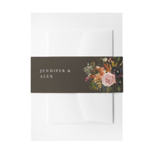 Rustic Gold, Purple & Blush Pink Floral 4 v2 Brown Invitation Belly Band