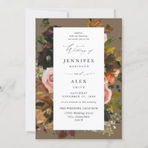 Rustic Gold, Purple, & Pink Floral 4-Taupe Wedding