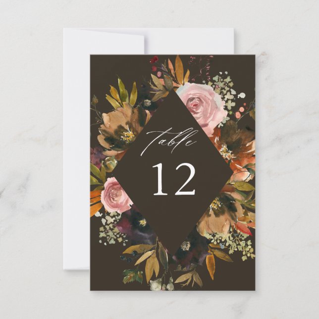 Rustic Gold, Purple,& Pink Floral B Table Numbers (Front)