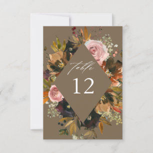 Rustic Gold, Purple,& Pink Floral T Table Numbers