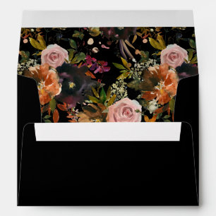 Rustic Gold, Purple, & Pink Floral V2- Black Envelope