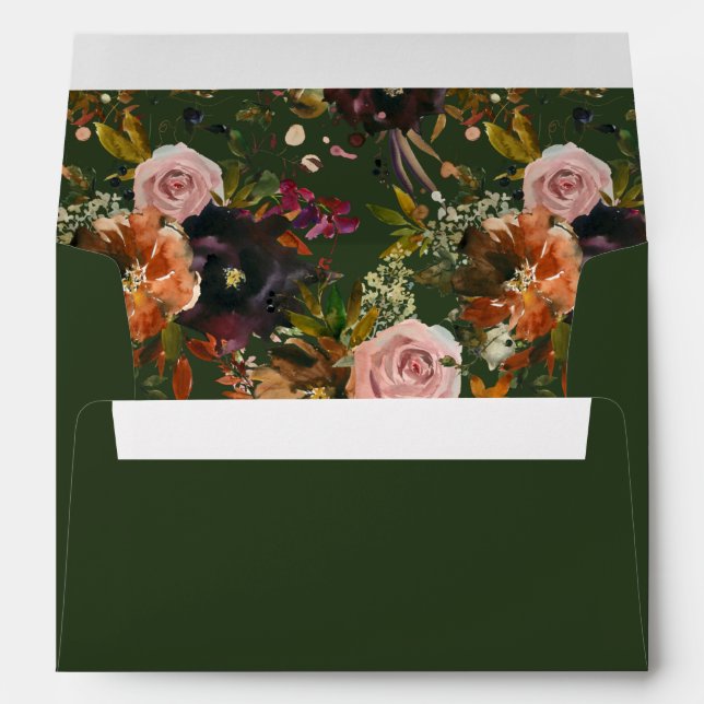 Rustic Gold, Purple, & Pink Floral V2- Green Envelope (Back (Bottom))