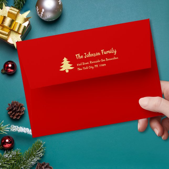 Rustic Gold Red Christmas Party Holiday Mailing Envelope (Rustic Gold Red Christmas Party Holiday Mailing Envelope)