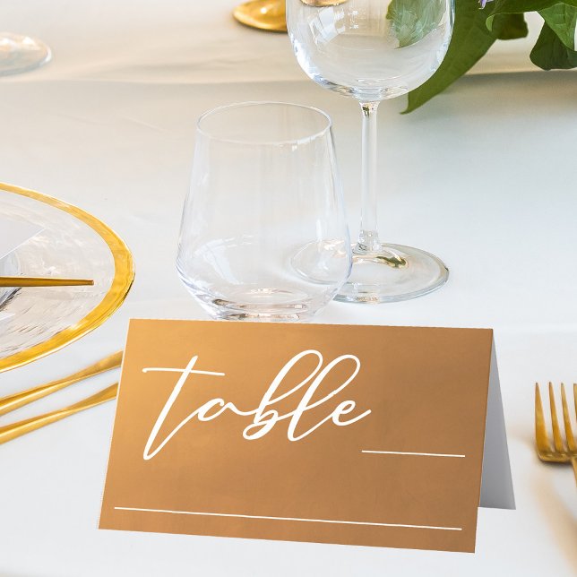 Rustic Gold Script Earth Tone Simple Fall Wedding Place Card (Creator Uploaded)