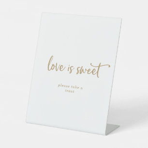 Rustic Gold Script Love Is Sweet Wedding Sign