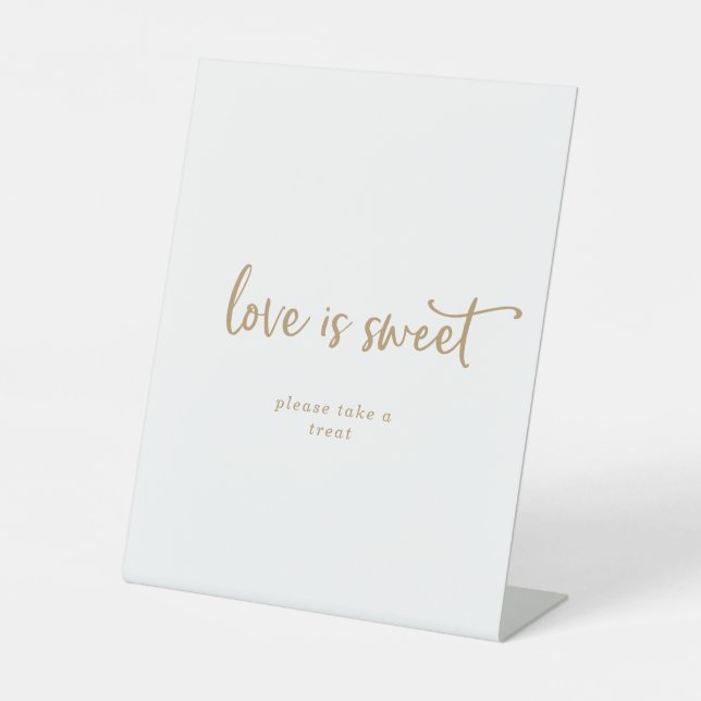 Rustic Gold Script Love Is Sweet Wedding Sign (Front)