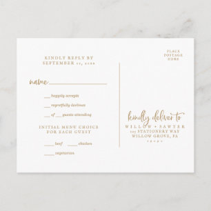 Rustic Gold Script Menu Choice RSVP