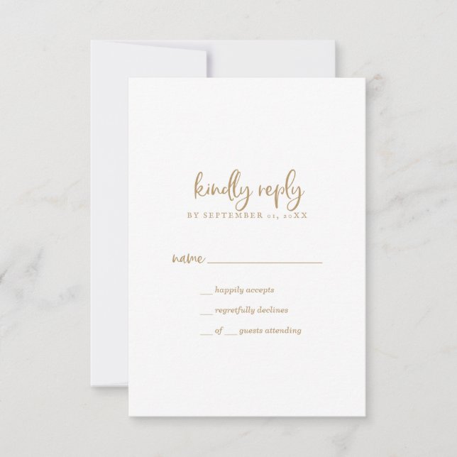 Rustic Gold Script Simple RSVP Card (Front)