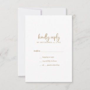 Rustic Gold Script Simple RSVP Card