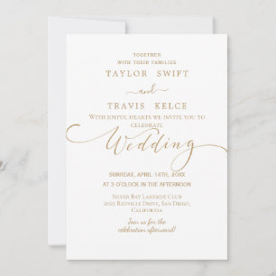 Rustic Gold Script Wedding Invitation