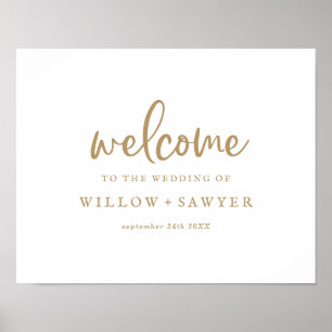 Rustic Gold Script Wedding Welcome Poster