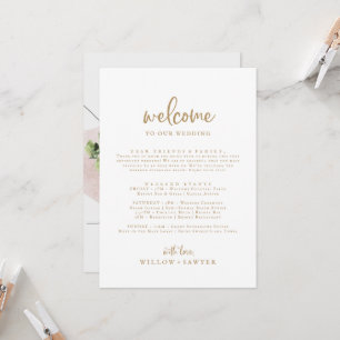 Rustic Gold Script Welcome Letter Itinerary & Map