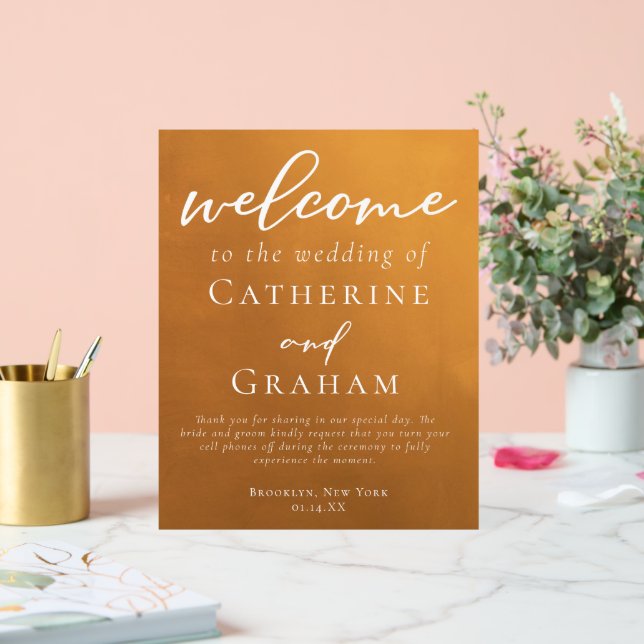 Rustic Gold Simple Fall Wedding Welcome Acrylic Sign (Wedding)