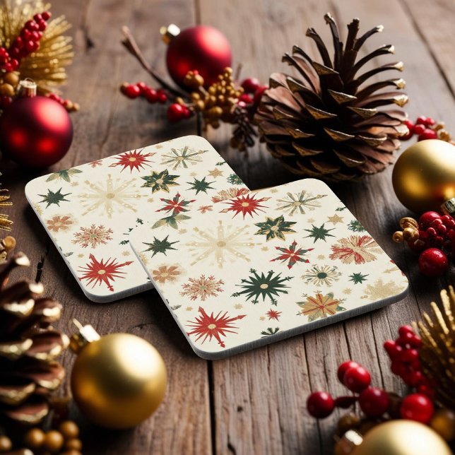 Rustic Gold Snowflakes pattern Holidays Coaster (Rustic Gold Snowflakes pattern Holidays Beverage Coaster)