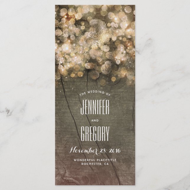 Rustic Gold String Lights Wedding Programs Programme (Front)
