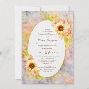 Rustic Gold Sunflower Floral Country Wedding Invitation