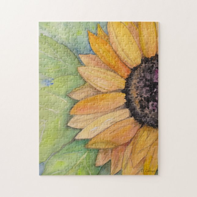Rustic Gold Sunflower Watercolor  Jigsaw Puzzle (Vertical)