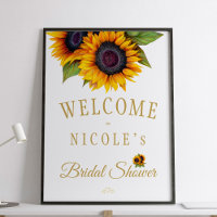 Rustic gold sunflowers bridal shower welcome sign
