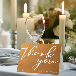 Rustic Gold Typography Autumn Wedding Thank You Card