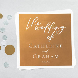 Rustic Gold Typography Earth Tone Fall Wedding Napkin