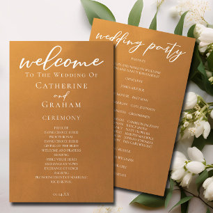 Rustic Gold Typography Simple Fall Wedding Program