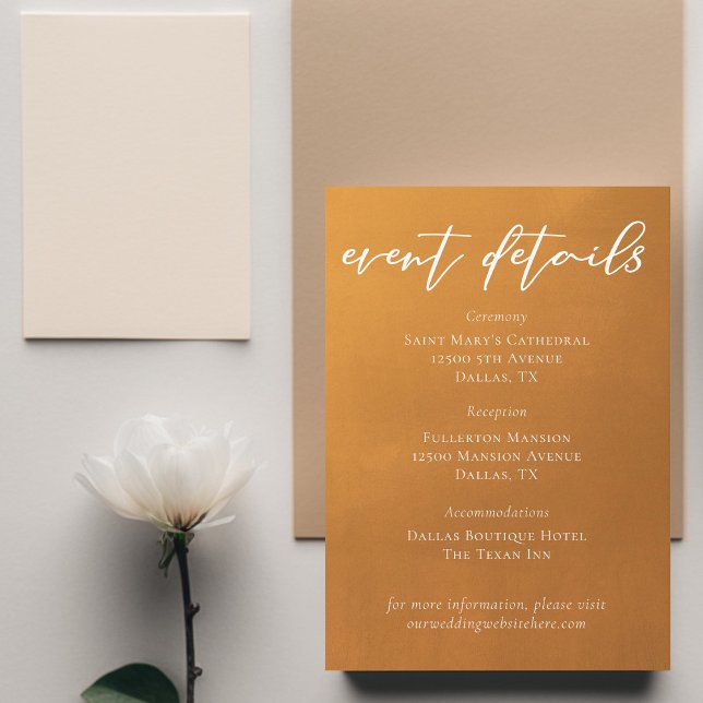 Rustic Gold Wedding Event Details Enclosure Card (Creator Uploaded)