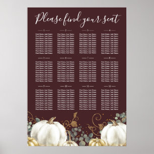 Rustic Gold White Pumpkins Wedding Seating Chart