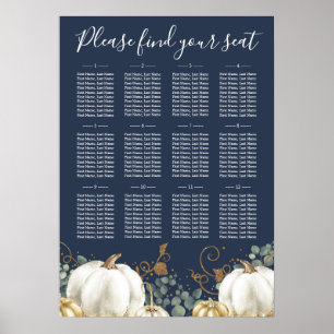 Rustic Gold White Pumpkins Wedding Seating Chart