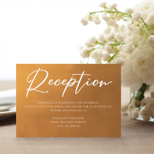 Rustic Gold White Script Wedding Reception Enclosure Card