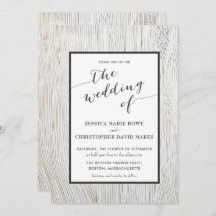 Rustic Gold Wood Grain Wedding Invitation