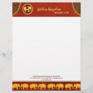 Rustic Golden Elephants Spa Business Customised Letterhead