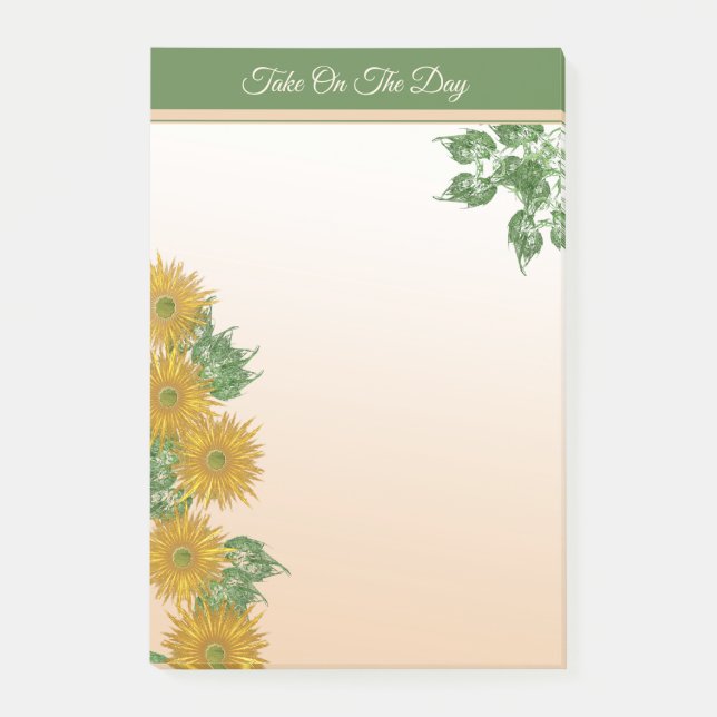 Rustic Golden Flowers, Greenery, and Leaves Border Post-it Notes (Front)