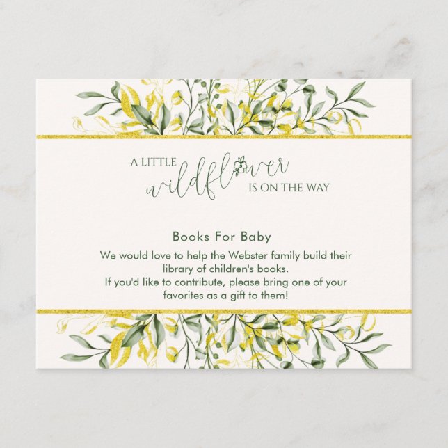 Rustic Golden Frame Baby Shower Book for Baby Enclosure Card (Front)