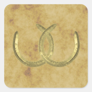 Rustic Golden Horseshoes Distressed envelope seals
