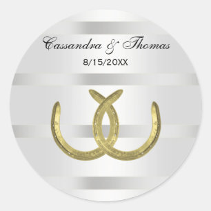 Rustic Golden Horseshoes Silver Wht envelope seals