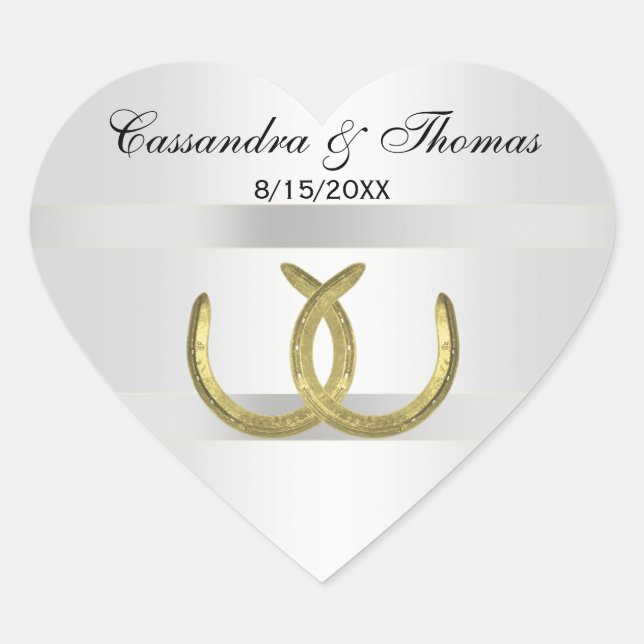 Rustic Golden Horseshoes Silver Wht envelope seals (Front)