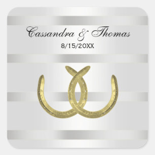 Rustic Golden Horseshoes Silver Wht envelope seals