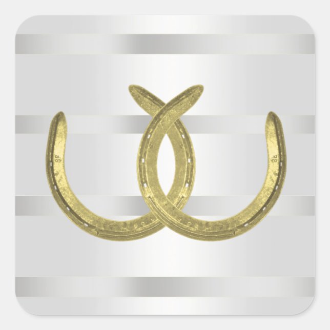 Rustic Golden Horseshoes Silver Wht envelope seals (Front)