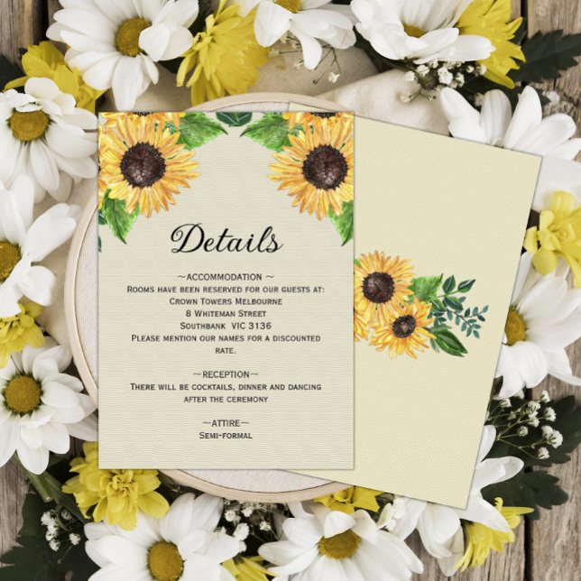 Rustic Golden Sunflowers Wedding Details  Invitation (Creator Uploaded)
