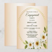 Rustic Golden White Floral Peach Engagement Party