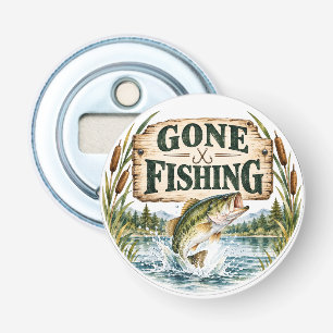 Rustic Gone Fishing Bass Bottle Opener