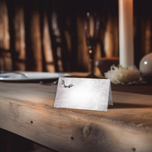 Rustic Gothic Black & Burgundy Halloween Wedding Place Card