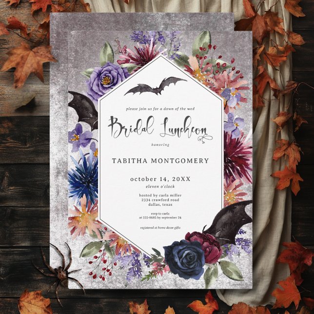 Rustic Gothic Colours Halloween Bridal Luncheon Invitation (Rustic Gothic Colors Halloween Bridal Luncheon Invitation)