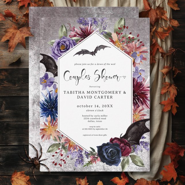 Rustic Gothic Colours Halloween Couples Shower Invitation (Rustic Gothic Colors Halloween Couples Shower Invitation)